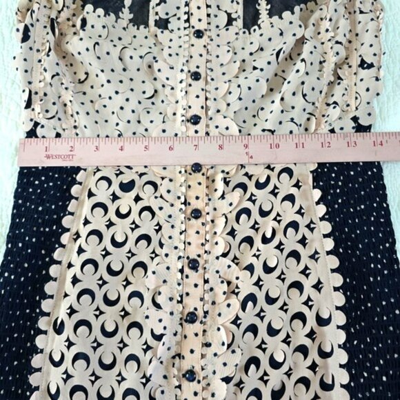 Beguile by Byron Lars Women's Knee Length Dress Size 4 Navy Blue Pink Laser Cut - Picture 13 of 17